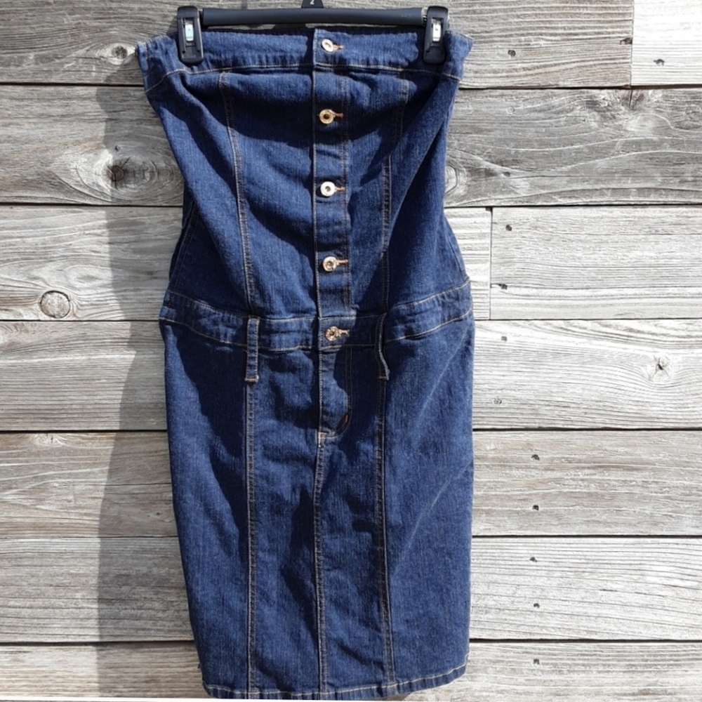 ‼️PRICE IS FIRM‼️EUC Baby Phat Denim Strapless Dress
